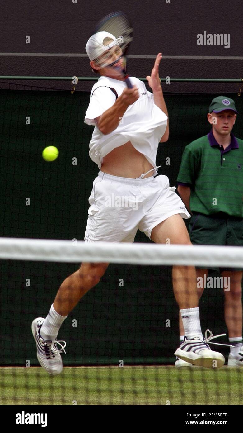 Campionato di tennis Wimbledon luglio 2001 GORAN IVANISEVIC MATCH CON ANDY RODDICK Foto Stock
