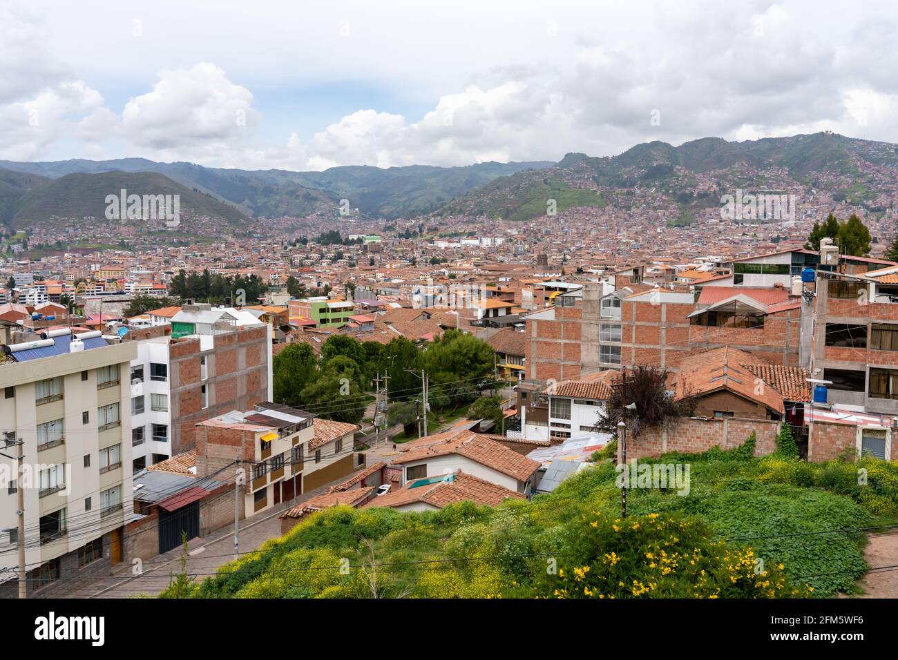 Vista panoramica della città di Cusco, Perù Foto Stock