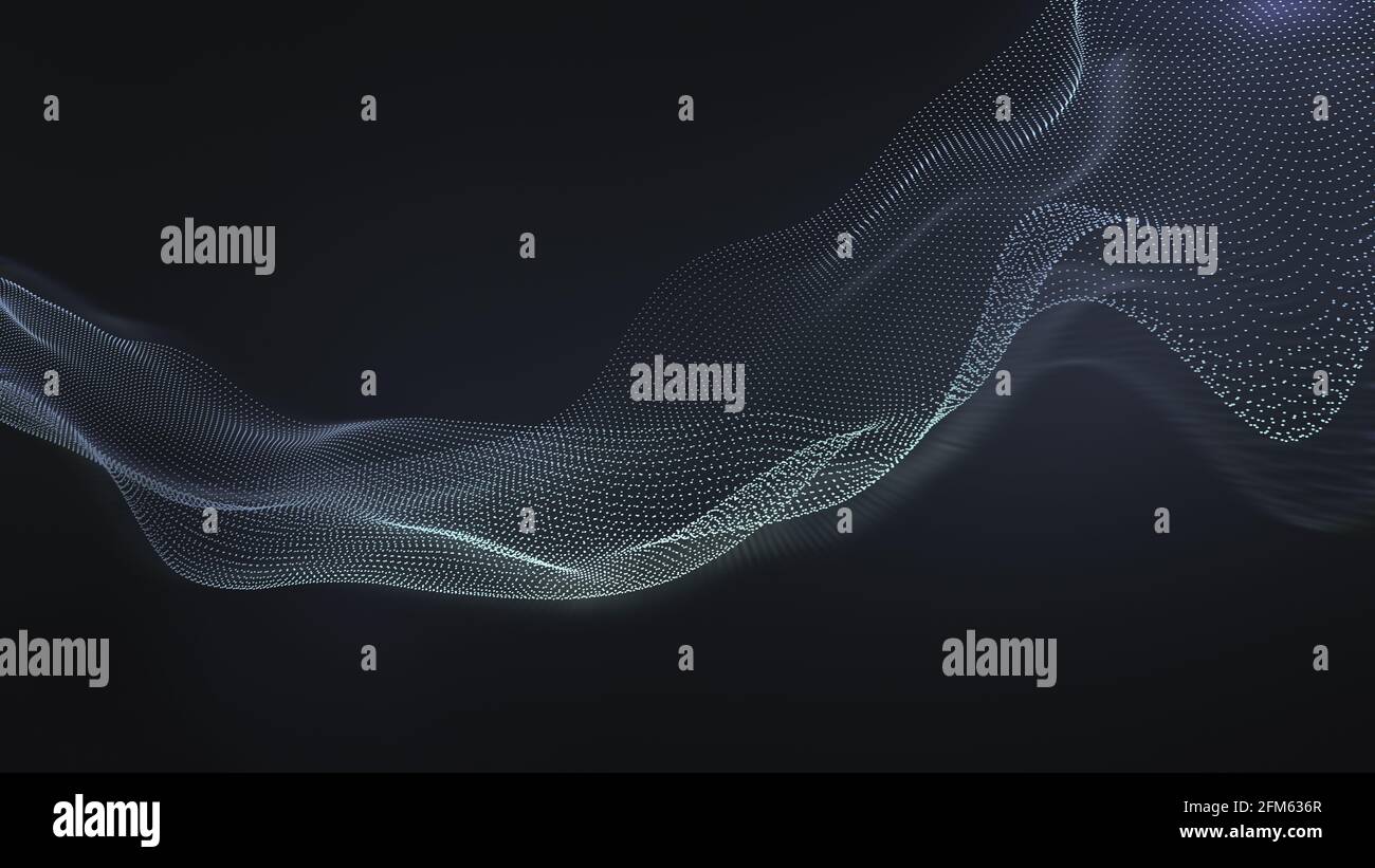 Astratto tecnologia nero sfondo, nato particelle ware forma. Aziendale, concetto di rete di connessione. rendering 3d. Foto Stock