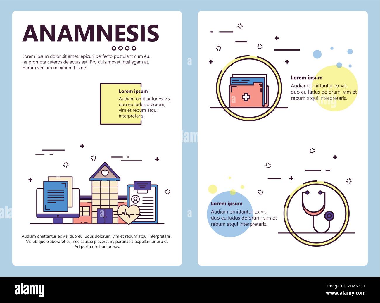 Poster per anamnesi vettoriale line art, modello banner Illustrazione Vettoriale