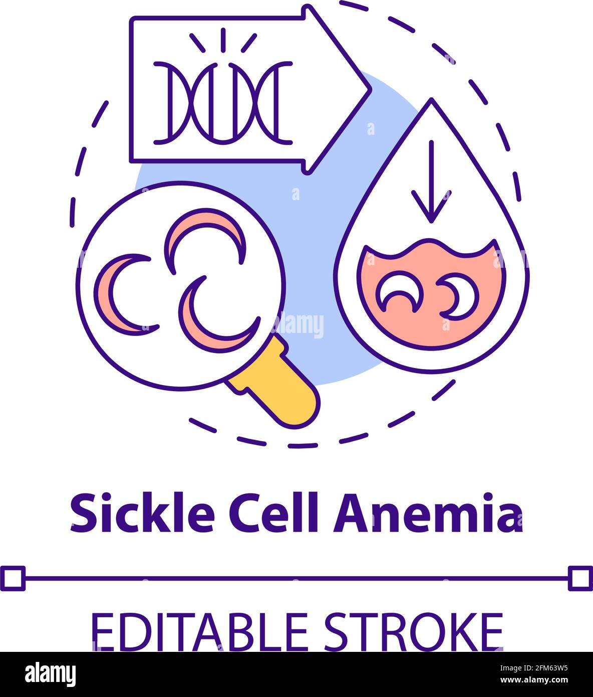 Icona del concetto di anemia falciforme Illustrazione Vettoriale