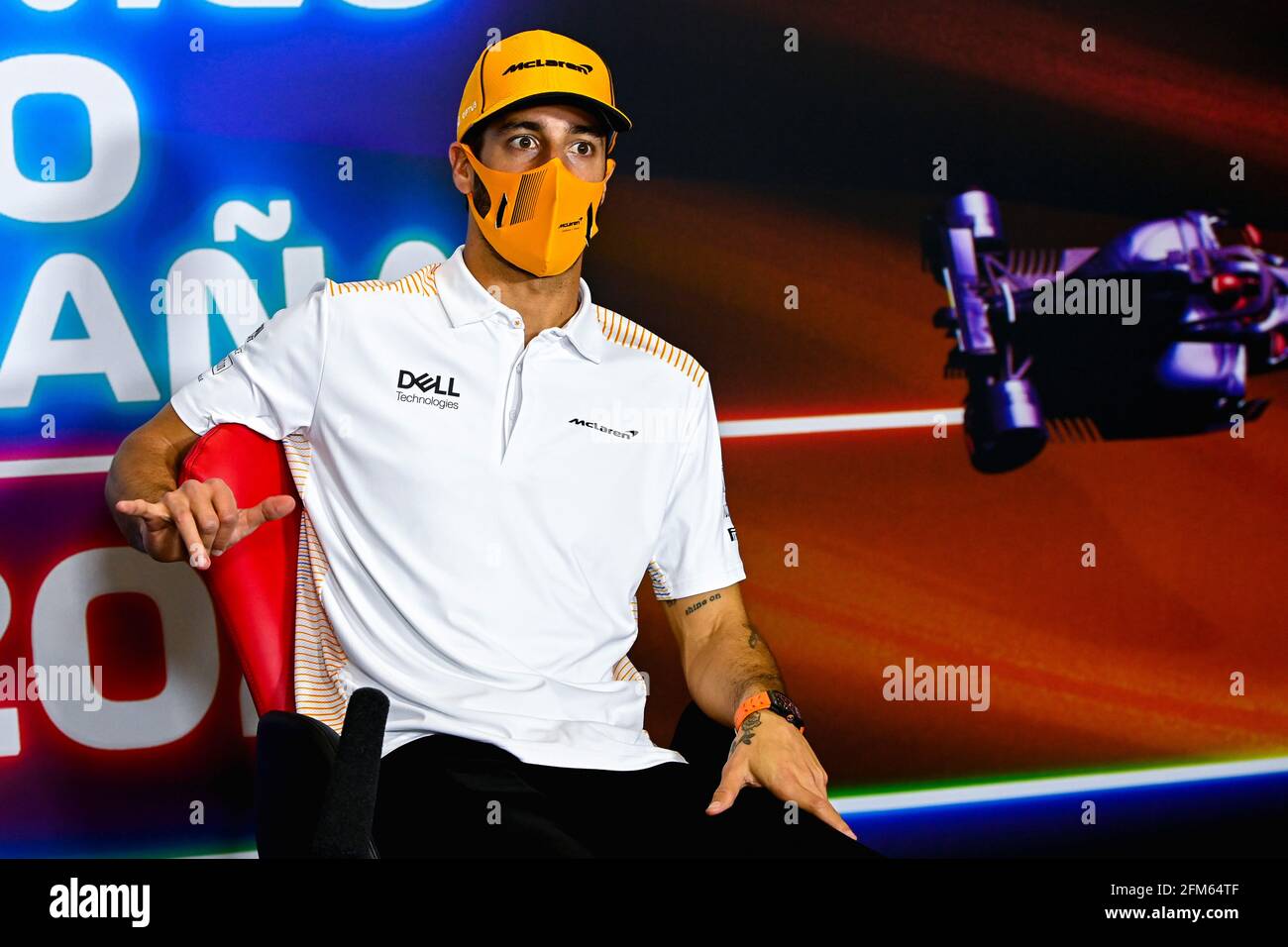 Barcellona, Spagna. 06 maggio 2021. Daniel Ricciardo (AUS) McLaren alla conferenza stampa della FIA. Gran Premio di Spagna, giovedì 6 maggio 2021. Barcellona, Spagna. FIA Pool Image for Editorial Use Only Credit: James Moy/Alamy Live News Foto Stock