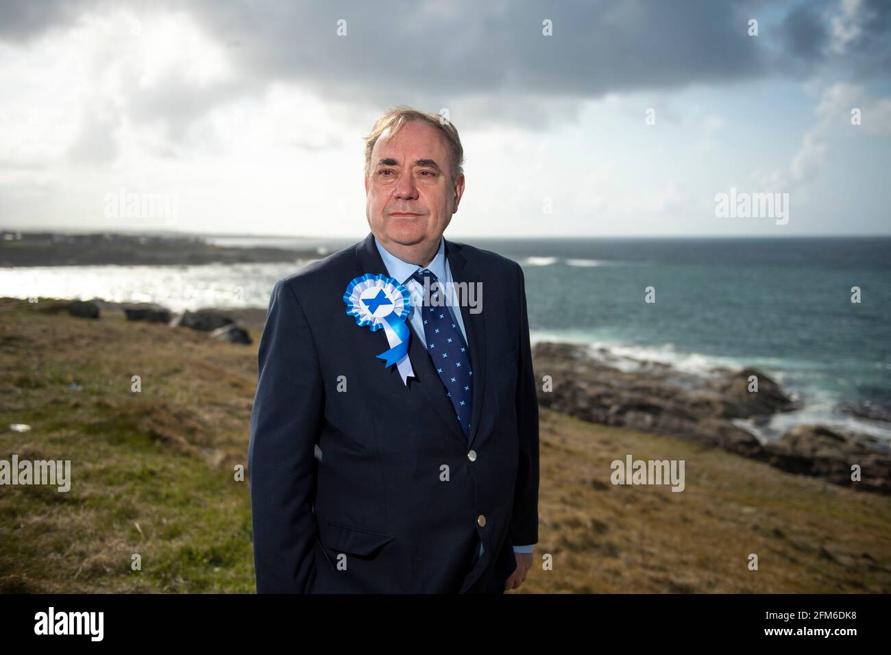 Fraaserburgh, Scozia, Regno Unito. 6 maggio 2021. NELLA FOTO: Alex Salmond, leader del partito Alba visto sulla Campagna elettorale Trail a Fraserburgh Pic Credit: Colin Fisher/Alamy Live News Foto Stock