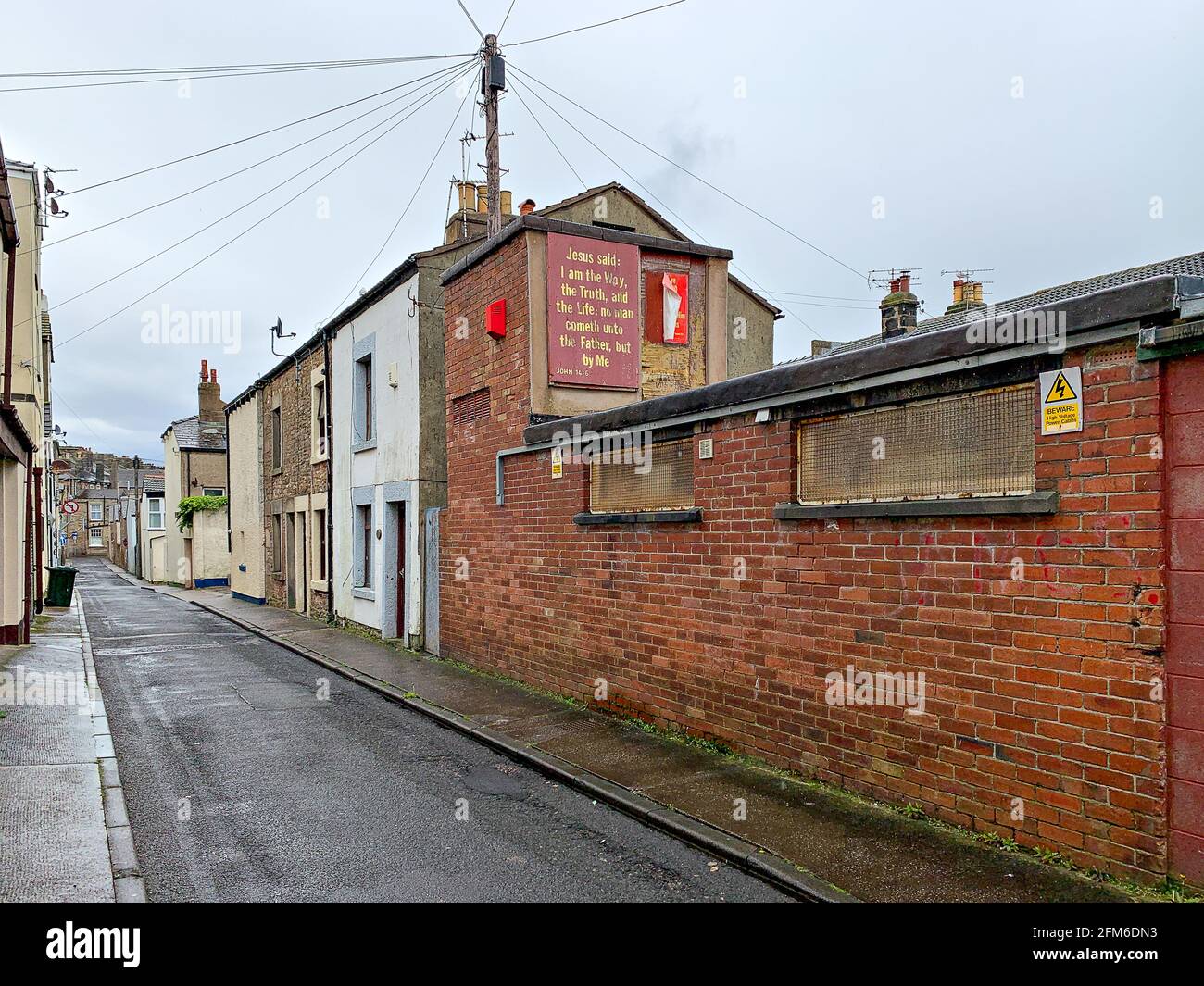 Gesù disse che sono la Via, la verità e la vita - segno fissato sulla parete della Chiesa piena del Vangelo di Morecambe, Via Back Morecambe, Morecambe Foto Stock