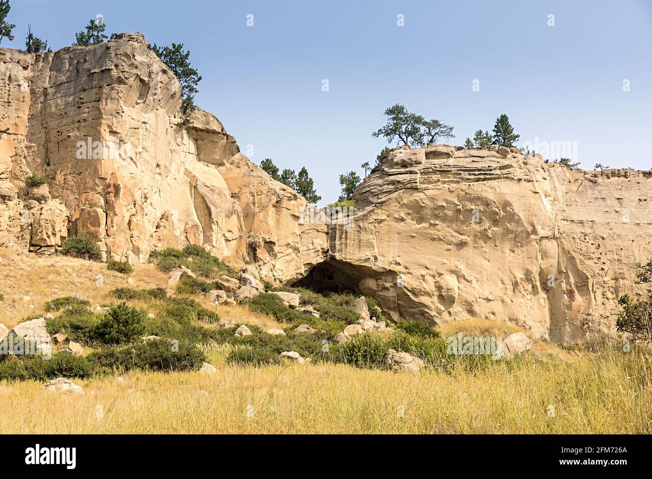 Ingresso alla Grotta del Pittografo, Pictograph Cave state Park, Billings, Montana, USA Foto Stock