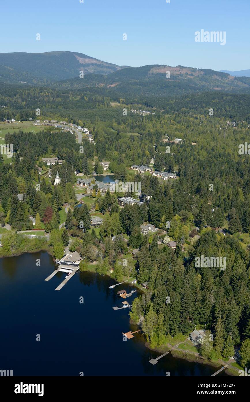 Foto aerea della Shawnigan Lake School, Vancouver Island, British Columbia Foto Stock