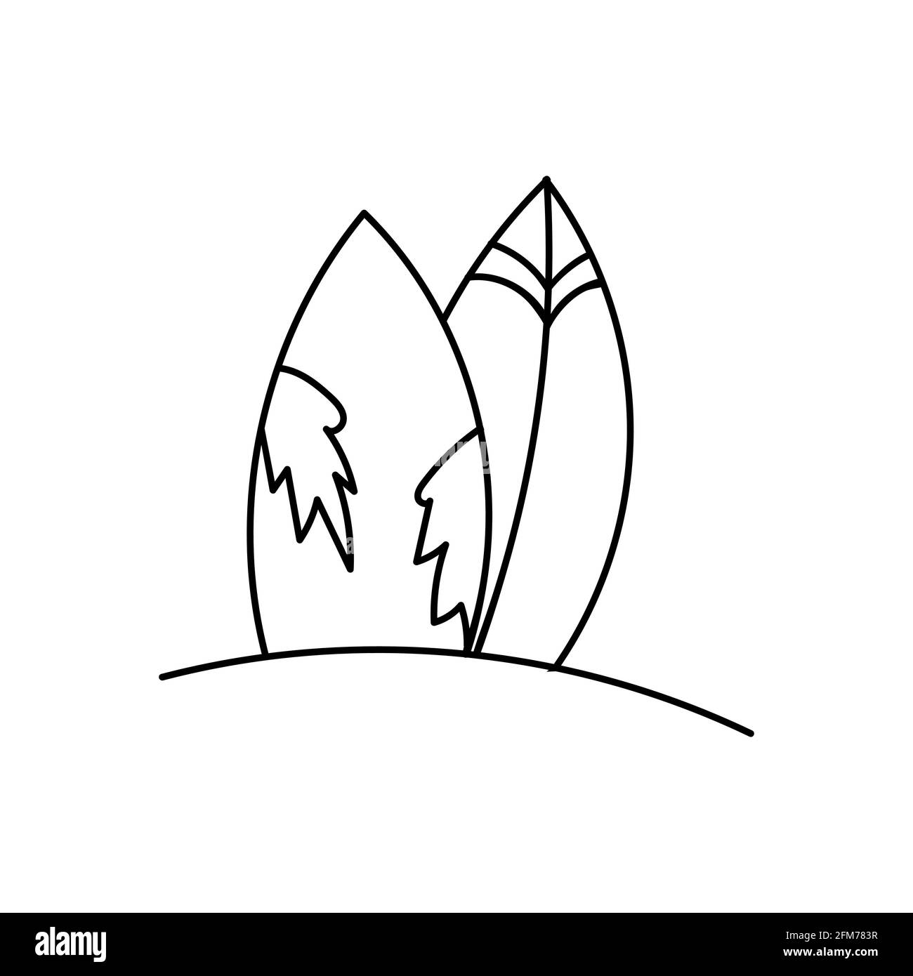 Icona del doodle da surf isolata su sfondo bianco Illustrazione Vettoriale