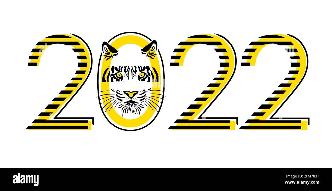 Anno 2022. L'anno della tigre. Illustrazione vettoriale Illustrazione Vettoriale