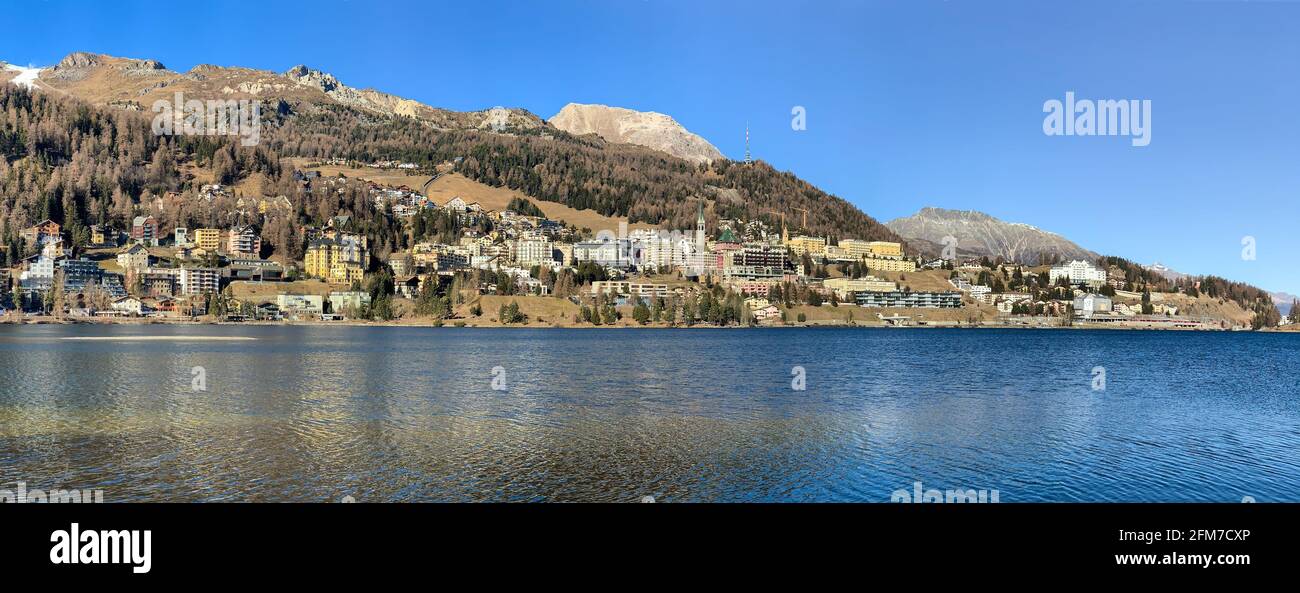 St. Moritz è un'alta località alpina in Engadina, in Svizzera, ad un'altitudine di circa 1,800 metri Foto Stock