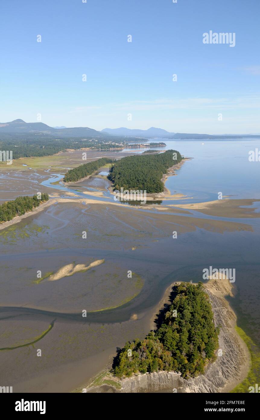 Shoal Islands, Chemainus River Estuary, Chemainus Valley, British Columbia, Canada. Foto Stock