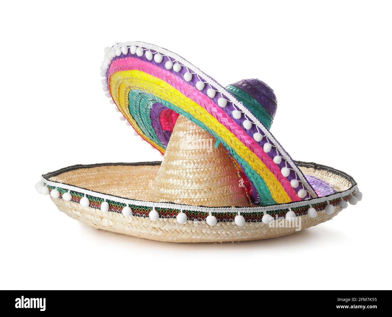 Sombrero messicano su sfondo bianco Foto Stock