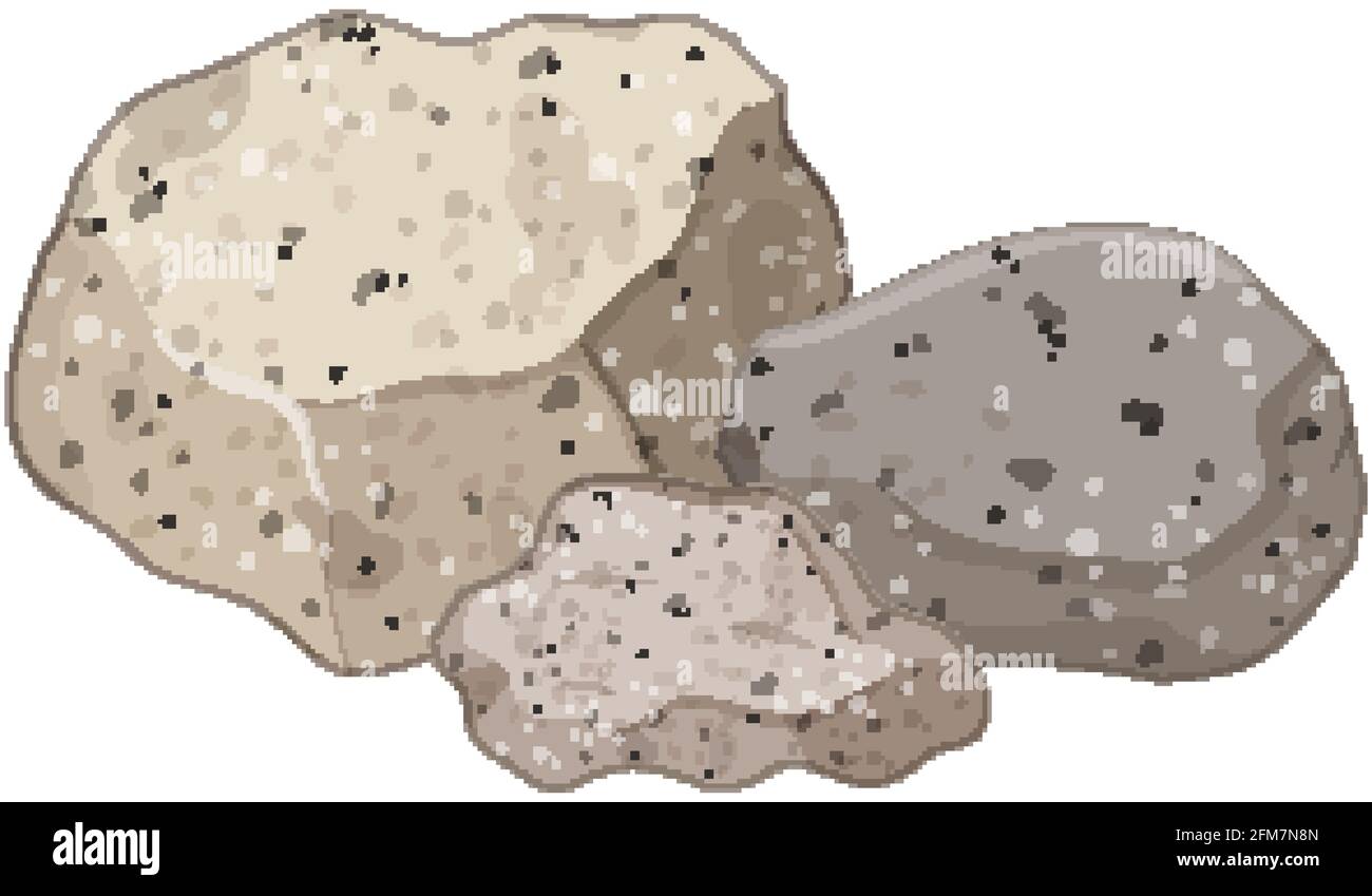 Gruppo di pietre di granito su illustrazione di sfondo bianco Illustrazione Vettoriale
