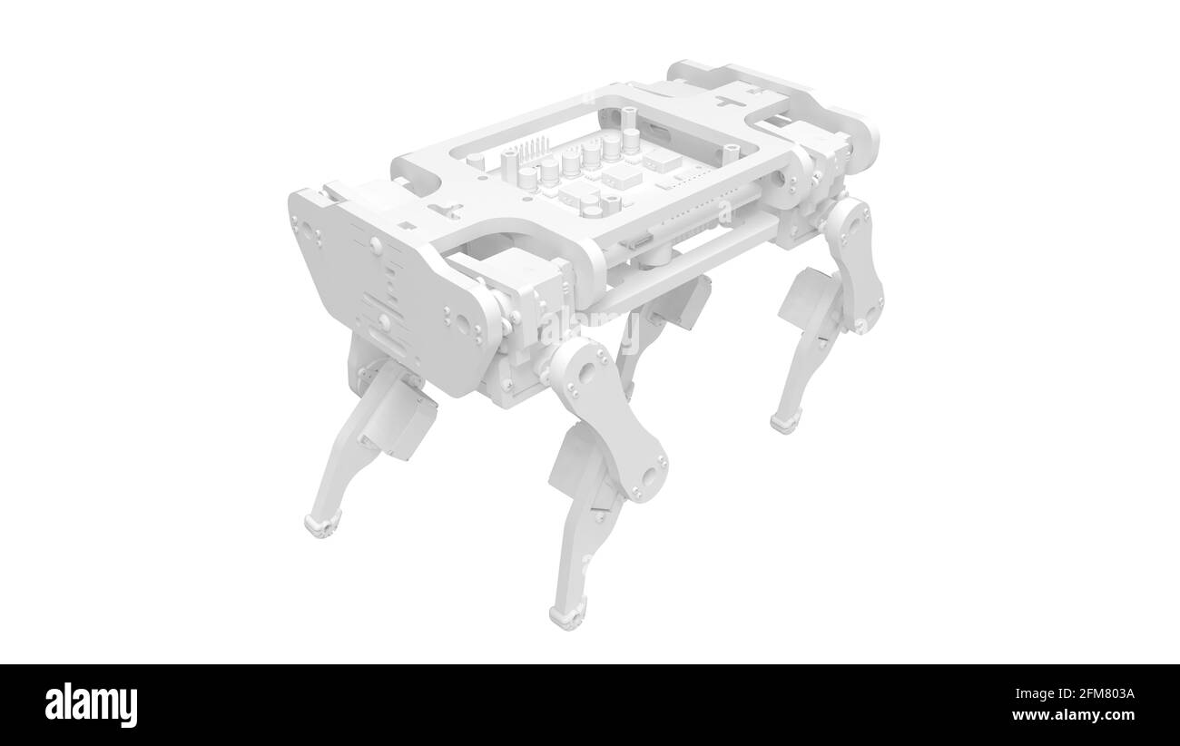 Rendering 3D di uno schizzo animale robot come stile isolato su sfondo bianco Foto Stock