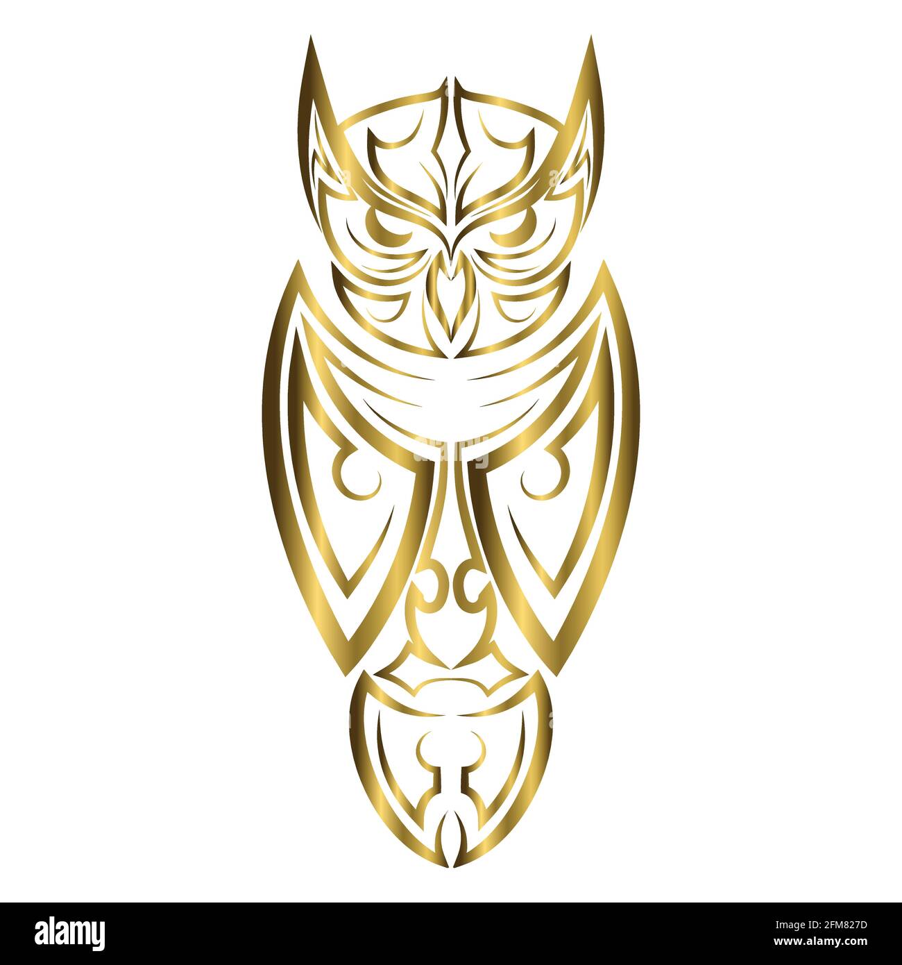 linea d'oro arte di gufo. Buon uso per simbolo, mascotte, icona, avatar, tatuaggio, T Shirt design, logo o qualsiasi design che si desidera. Illustrazione Vettoriale