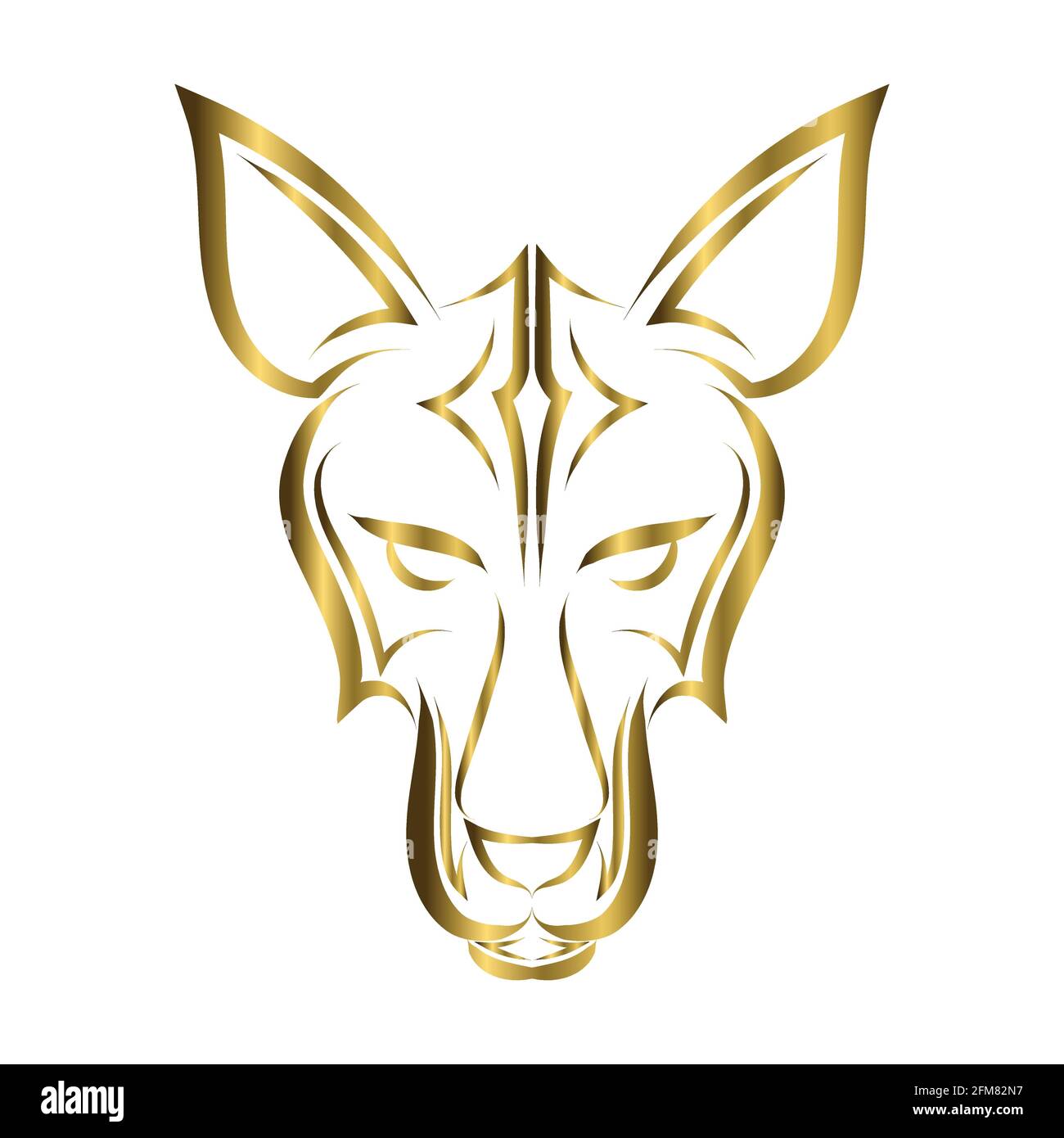 linea d'oro arte della testa di volpe. Buon uso per simbolo, mascotte, icona, avatar, tatuaggio, T Shirt design, logo o qualsiasi design che si desidera. Illustrazione Vettoriale
