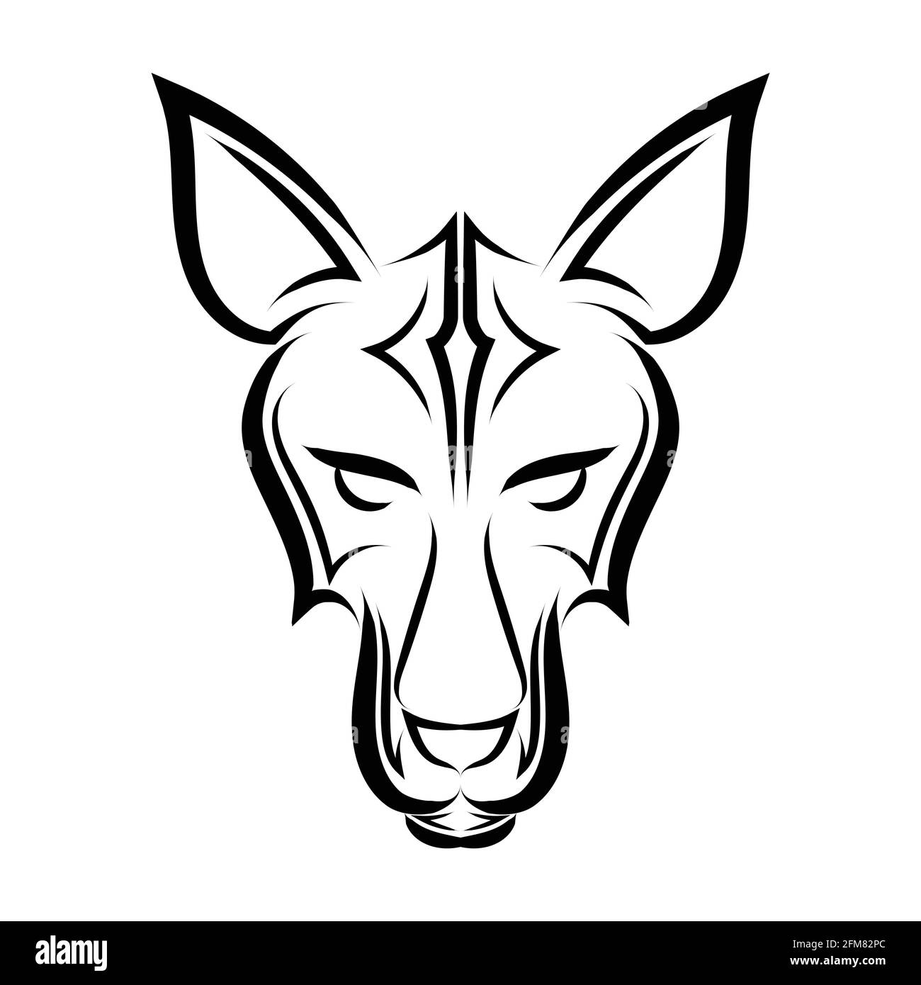 Linea bianca e nera dell'arte della testa della volpe. Buon uso per simbolo, mascotte, icona, avatar, tatuaggio, T Shirt design, logo o qualsiasi design che si desidera. Illustrazione Vettoriale