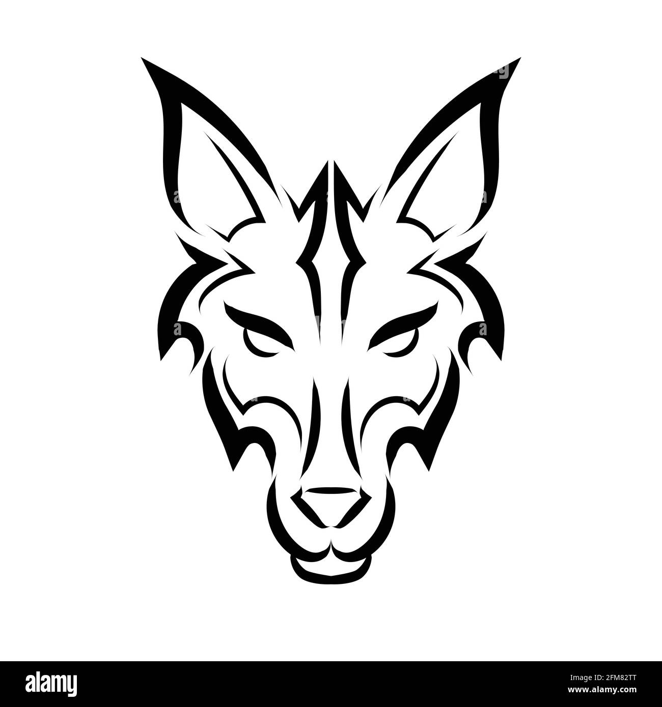 Linea bianca e nera dell'arte della testa della volpe. Buon uso per simbolo, mascotte, icona, avatar, tatuaggio, T Shirt design, logo o qualsiasi design che si desidera. Illustrazione Vettoriale