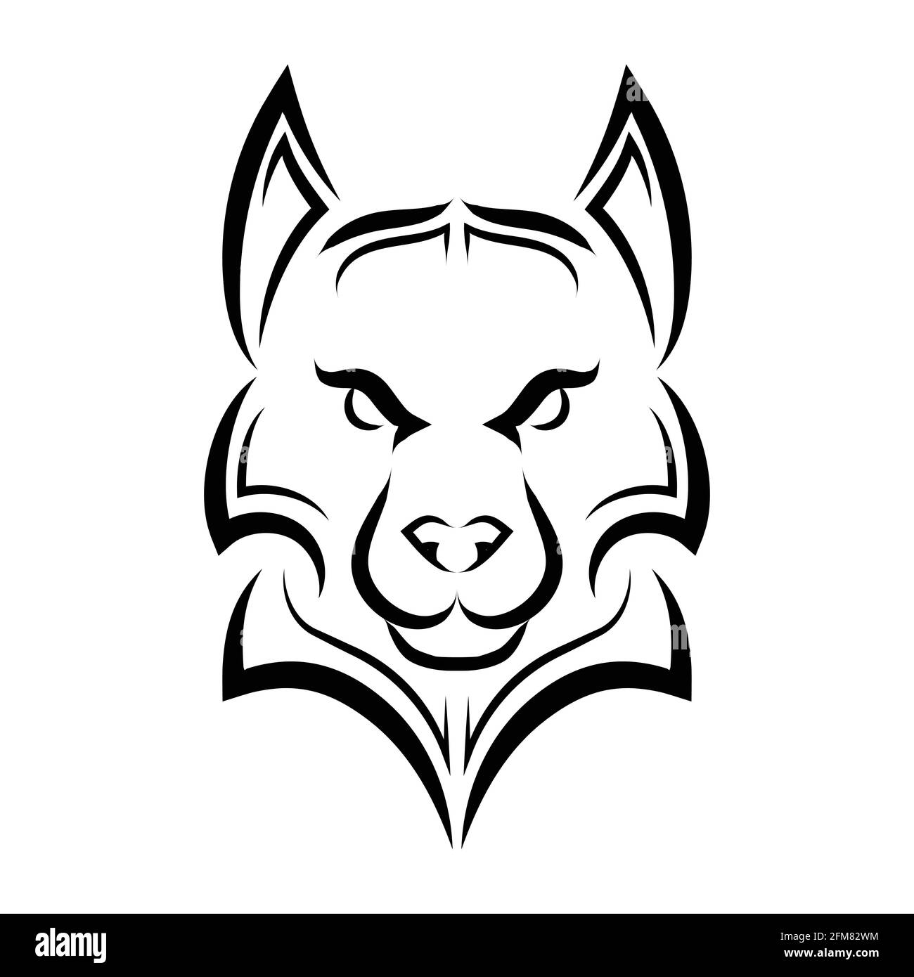 Linea bianca e nera dell'arte della testa del lupo. Buon uso per simbolo, mascotte, icona, avatar, tatuaggio, T Shirt design, logo o qualsiasi design che si desidera. Illustrazione Vettoriale