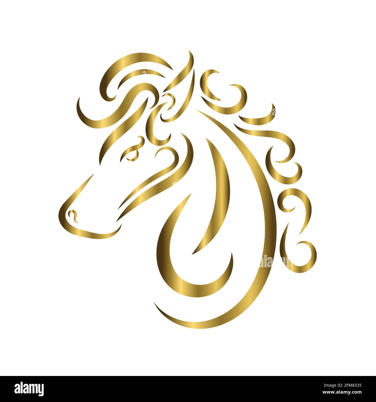 Linea bianca e nera arte della testa di cavallo. Buon uso per simbolo, mascotte, icona, avatar, tatuaggio, T Shirt design, logo o qualsiasi design che si desidera. Illustrazione Vettoriale