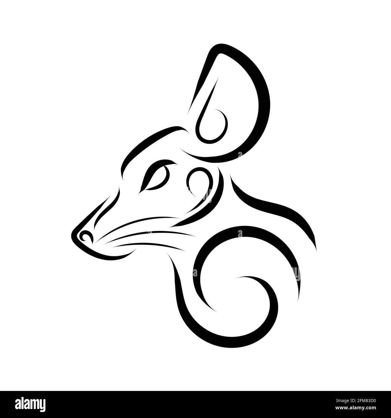 Linea in bianco e nero della testa del mouse. Buon uso per simbolo, mascotte, icona, avatar, tatuaggio, T Shirt design, logo o qualsiasi design che si desidera. Illustrazione Vettoriale