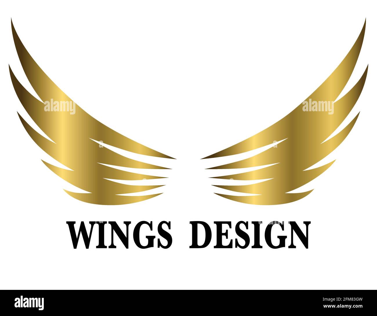 Immagine vettoriale di disegno del logo dell'ala di animali d'oro adatta per marcare a caldo o simbolo. Illustrazione Vettoriale