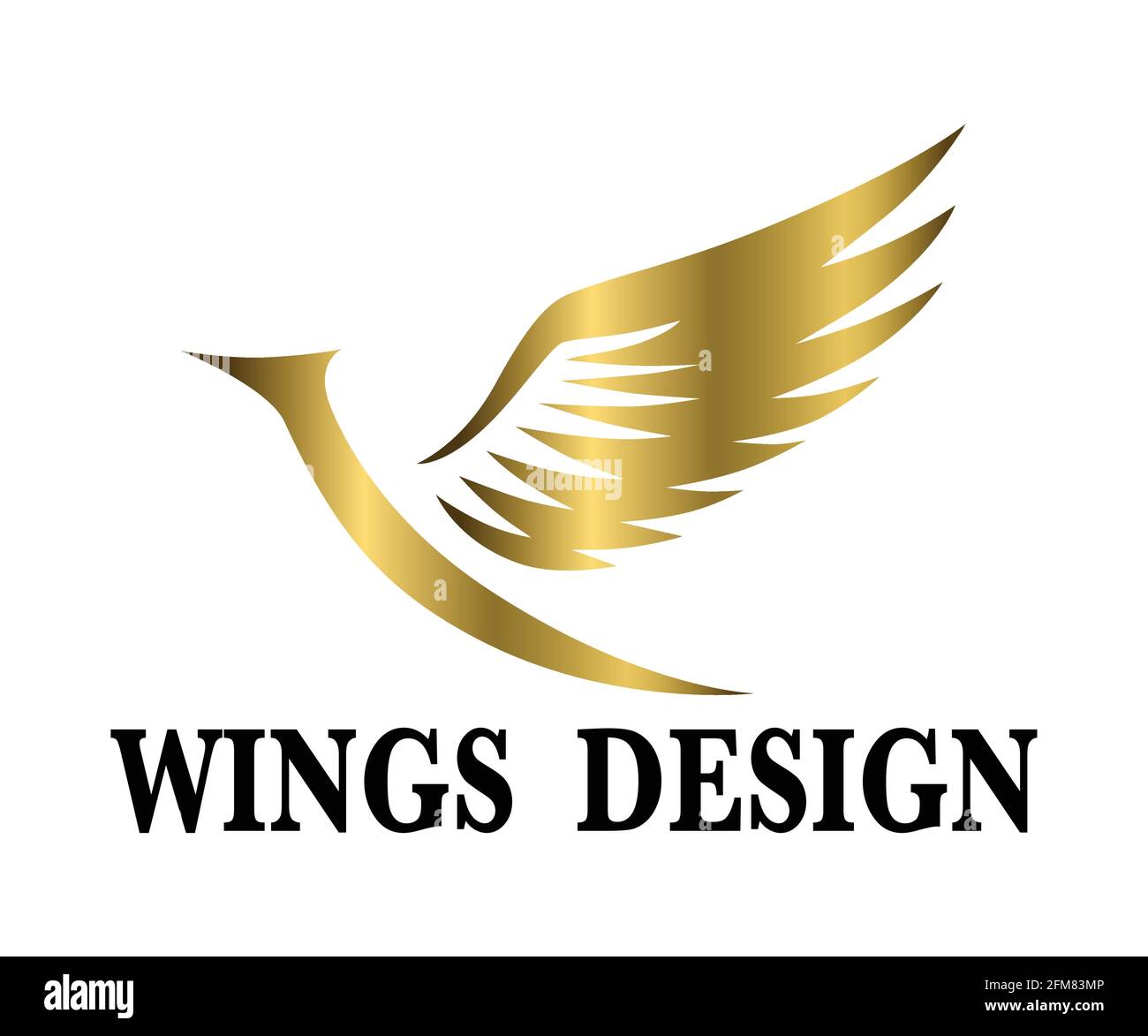 Immagine vettoriale di disegno del logo dell'ala di animali d'oro adatta per marcare a caldo o simbolo. Illustrazione Vettoriale