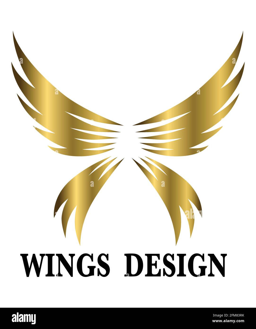 Immagine vettoriale di disegno del logo dell'ala di animali d'oro adatta per marcare a caldo o simbolo. Illustrazione Vettoriale