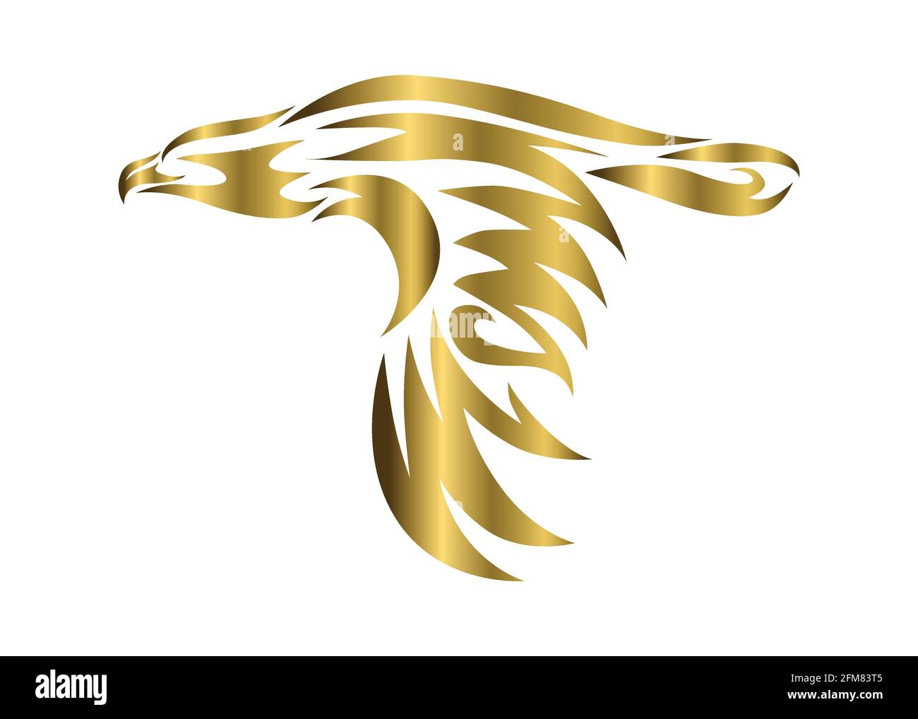 Vettore d'oro simbolo di aquila che sta volando. Illustrazione Vettoriale