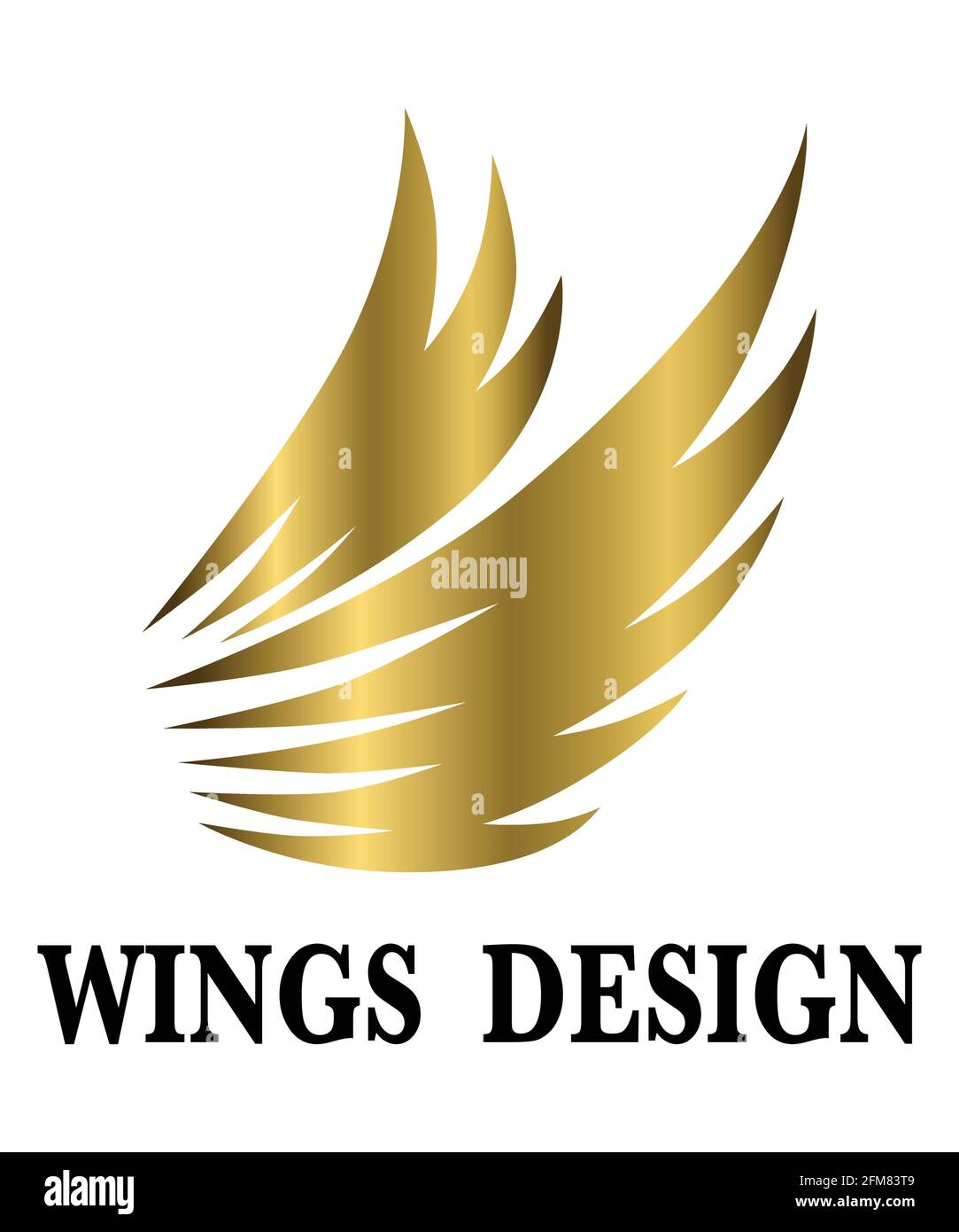 Immagine vettoriale di disegno del logo dell'ala di animali d'oro adatta per marcare a caldo o simbolo. Illustrazione Vettoriale