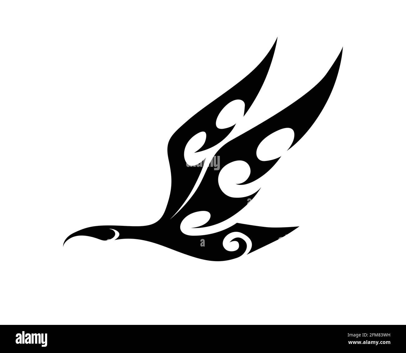 Vettore line art di cigno che sta volando. Adatto per l'uso come decorazione o logo. Illustrazione Vettoriale