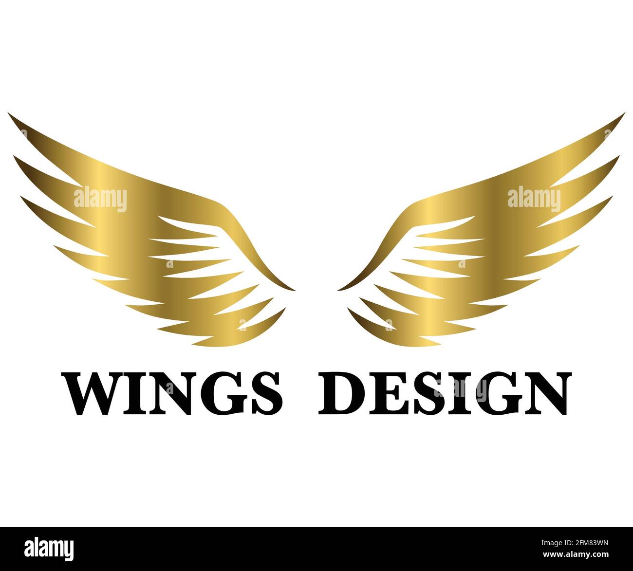 Immagine vettoriale di disegno del logo dell'ala di animali d'oro adatta per marcare a caldo o simbolo. Illustrazione Vettoriale
