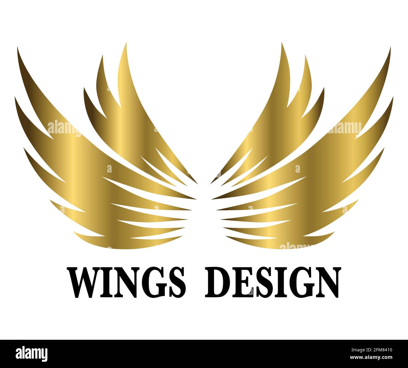 Immagine vettoriale di disegno del logo dell'ala di animali d'oro adatta per marcare a caldo o simbolo. Illustrazione Vettoriale