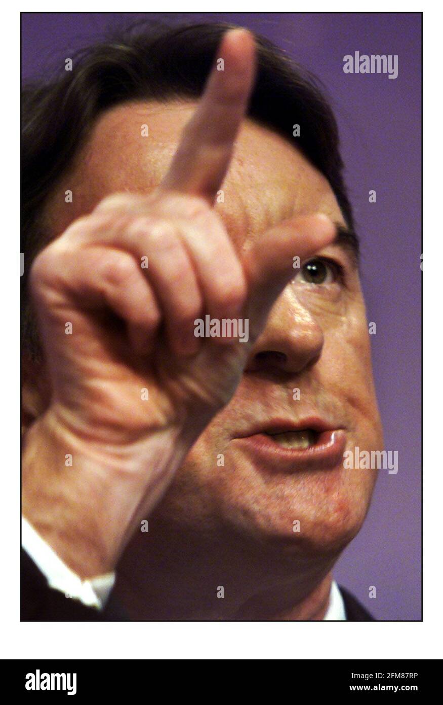 Peter Mandelson lo pone sulla linea durante il suo discorso al conf. Laburista 25/9/00 Fotografia David SandisonLa Conferenza del Partito laburista 2000 si è tenuta a Brighton, dove Nelson Mandela è stato ospite di Tony Blair nella foto dell'ultimo giorno David Sandison Foto Stock