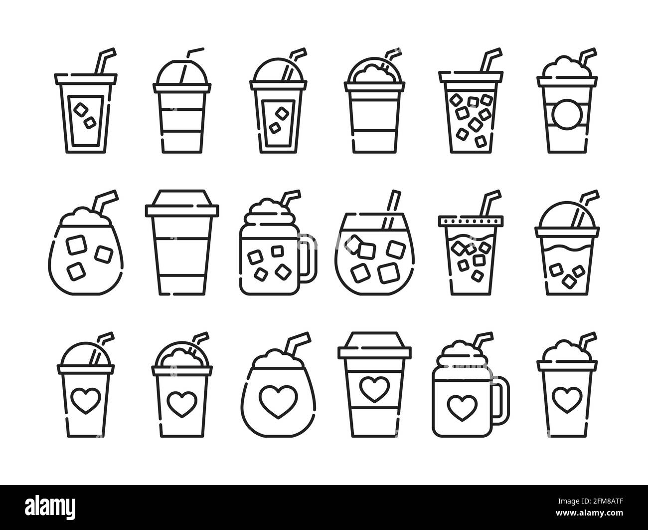 Icona della tazza di caffè ghiacciata. Tazza di caffè sottile. Illustrazione Vettoriale