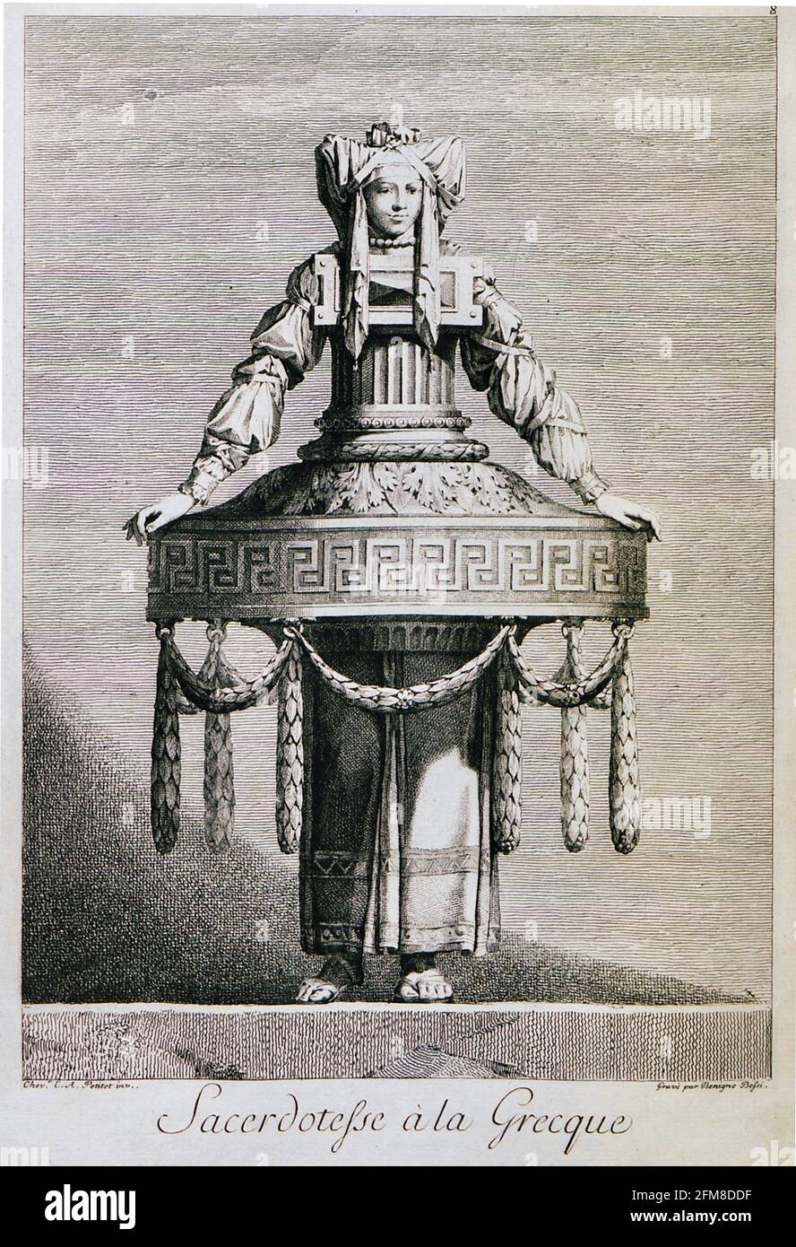 Ennemond Alexandre Petitot artwork - Sacerdotesse à la Grecque. Foto Stock