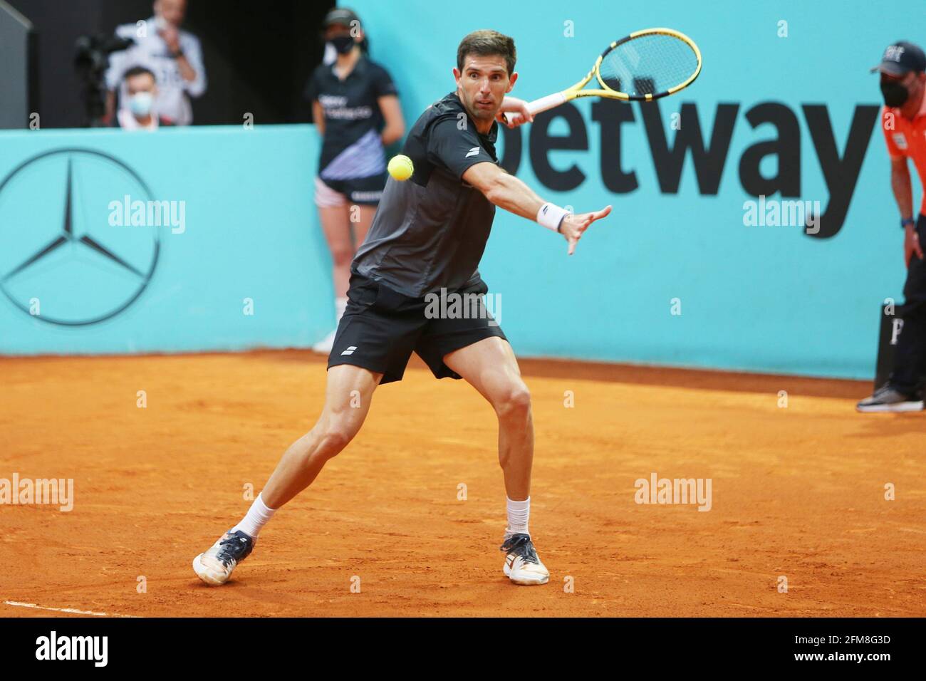 Madrid, Spagna. 06 maggio 2021. Federico Delbonis Argentina durante il Mutua Madrid Open 2021, Masters 1000 torneo di tennis il 6 maggio 2021 a la Caja Magica a Madrid, Spagna - Photo Laurent Lairys/DPPI/LiveMedia Credit: Independent Photo Agency/Alamy Live News Foto Stock