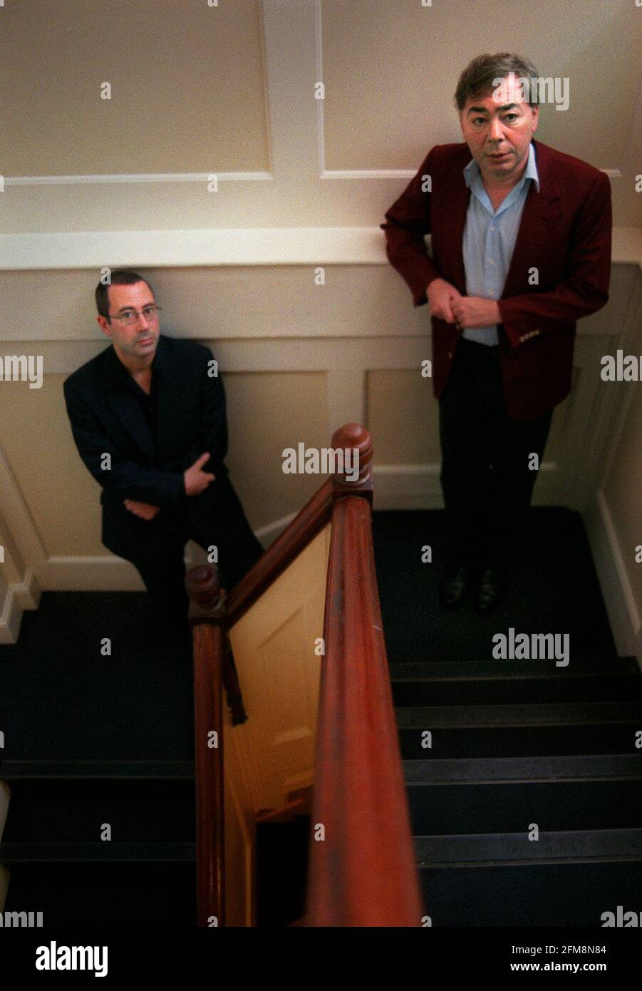 BEN ELTON E ANDREW LLOYD WEBBER SETTEMBRE 2000 AT L'ESCARGOT IN SOHO Foto Stock
