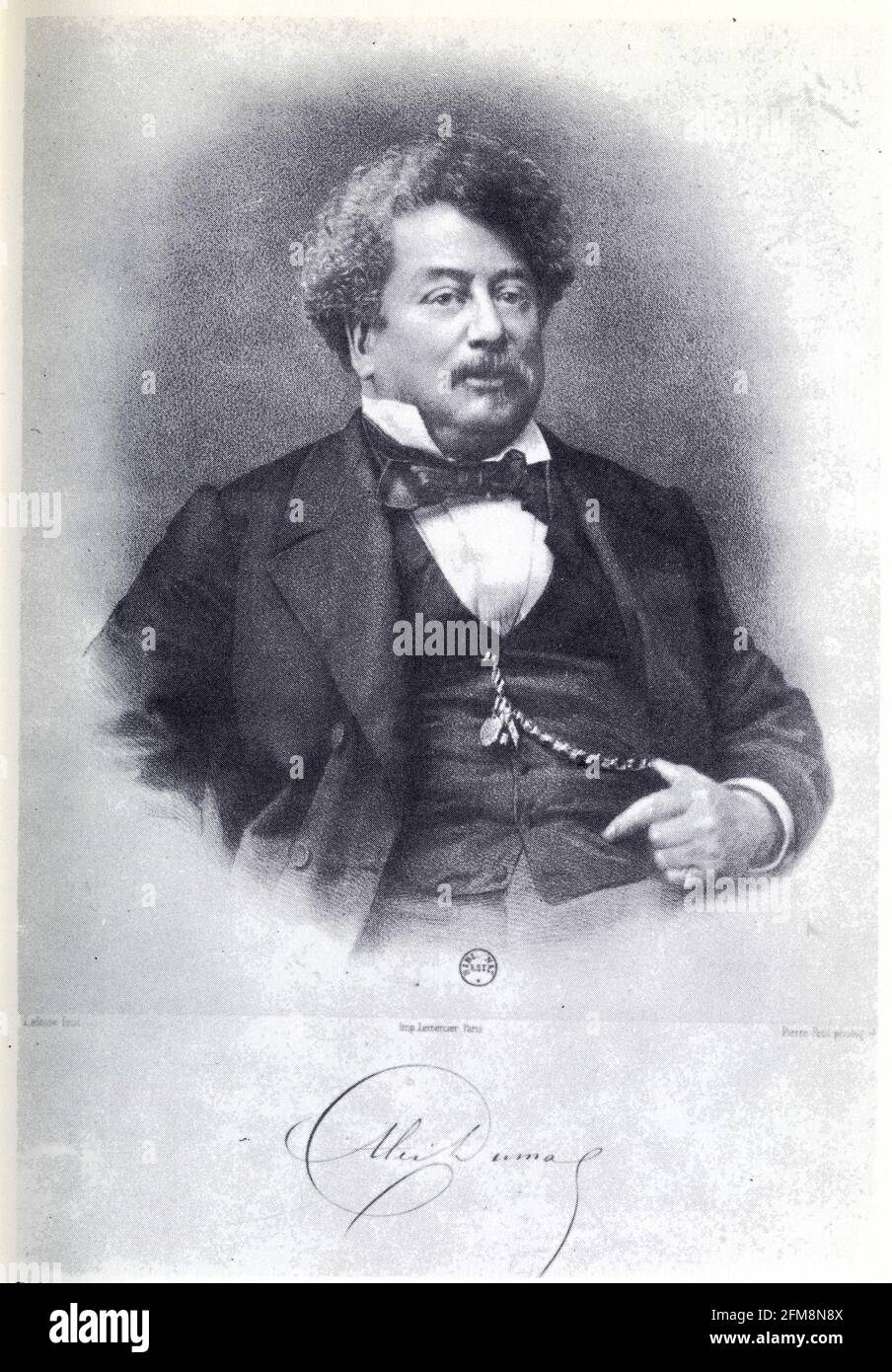 Portrait d'Alexandre Dumas d'après une photographie de Pierre Petit ,gravure De Lafosse Foto Stock