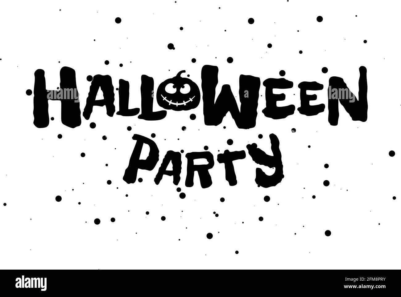 Happy Halloween Party banner di testo spaventoso per le vacanze con silhouette di zucca spooky Jack o Lantern. Illustrazione di invito del modello di disegno del biglietto di auguri vettoriale Illustrazione Vettoriale
