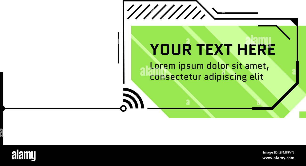 Titolo didascalia verde stile futuristico HUD. Infografica call out box bar e moderno modello di layout per frame sci-fi info digitali. Interfaccia utente e elemento casella di testo GUI. Illustrazione vettoriale Illustrazione Vettoriale