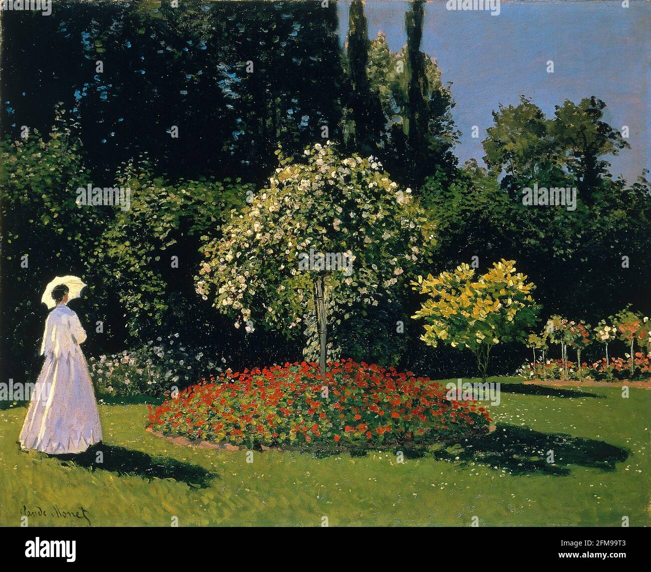 Claude Monet pittura – Donna in giardino – olio su tela 1866 Foto Stock