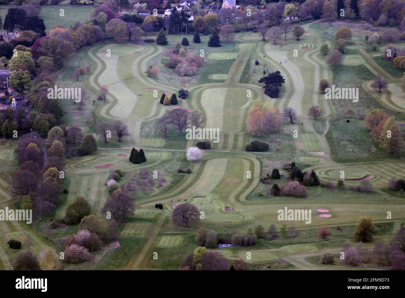 Vista aerea del Woolley Park Golf Club e campo da golf vicino a Wakefield, West Yorkshire Foto Stock