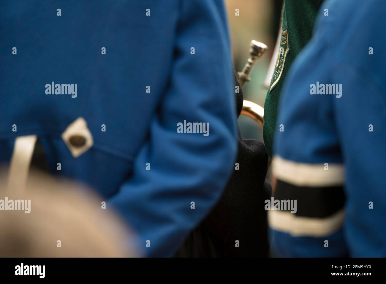 Musicista, trombettista, musica bavarese di ottone, boccaglio Foto Stock
