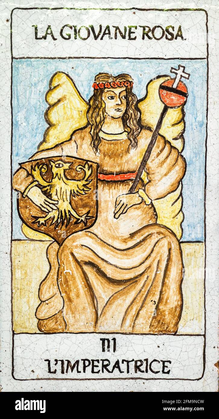 L'imperatrice, carte tarocchi medievali Foto Stock
