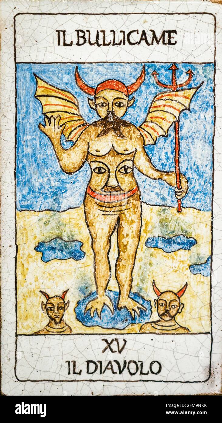 Il Diavolo, carte di tarocchi medievali Foto Stock