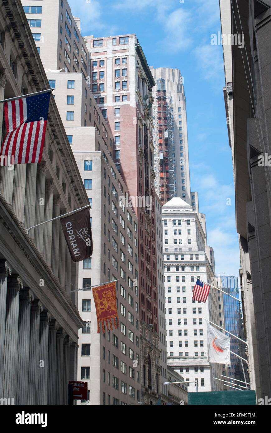Wall Street, New York, Stati Uniti. Edificio del mercato azionario. Foto Stock