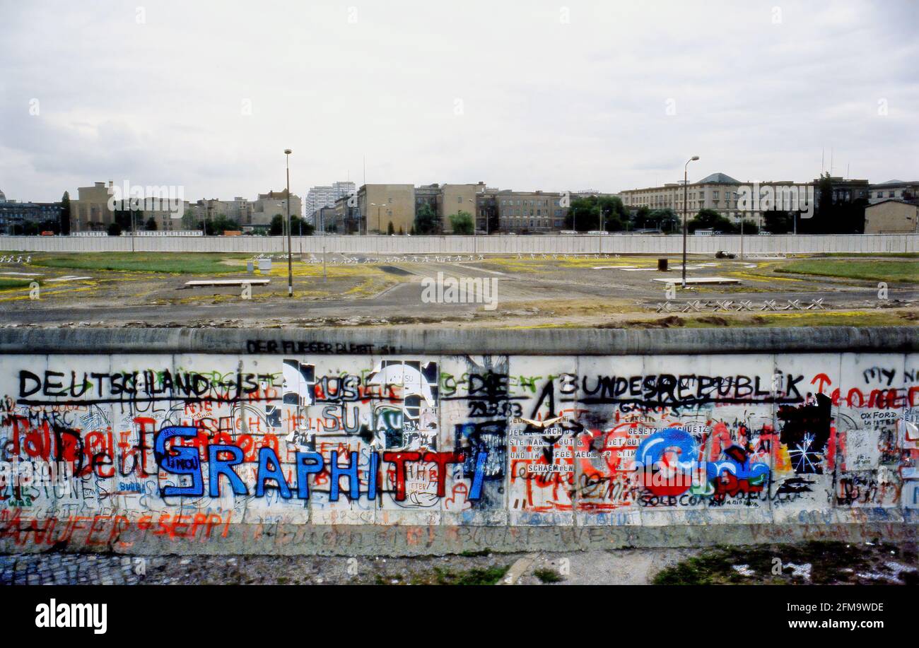 Muro di Berlino, luglio 1984, installazione frontaliera DDR/DDR Foto Stock