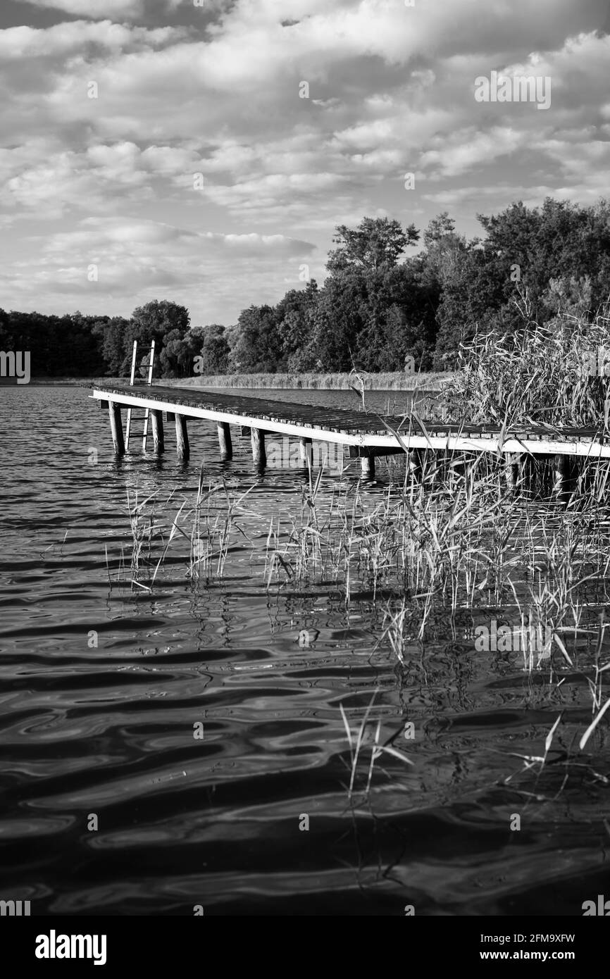 Passerella in legno nel lago Foto Stock