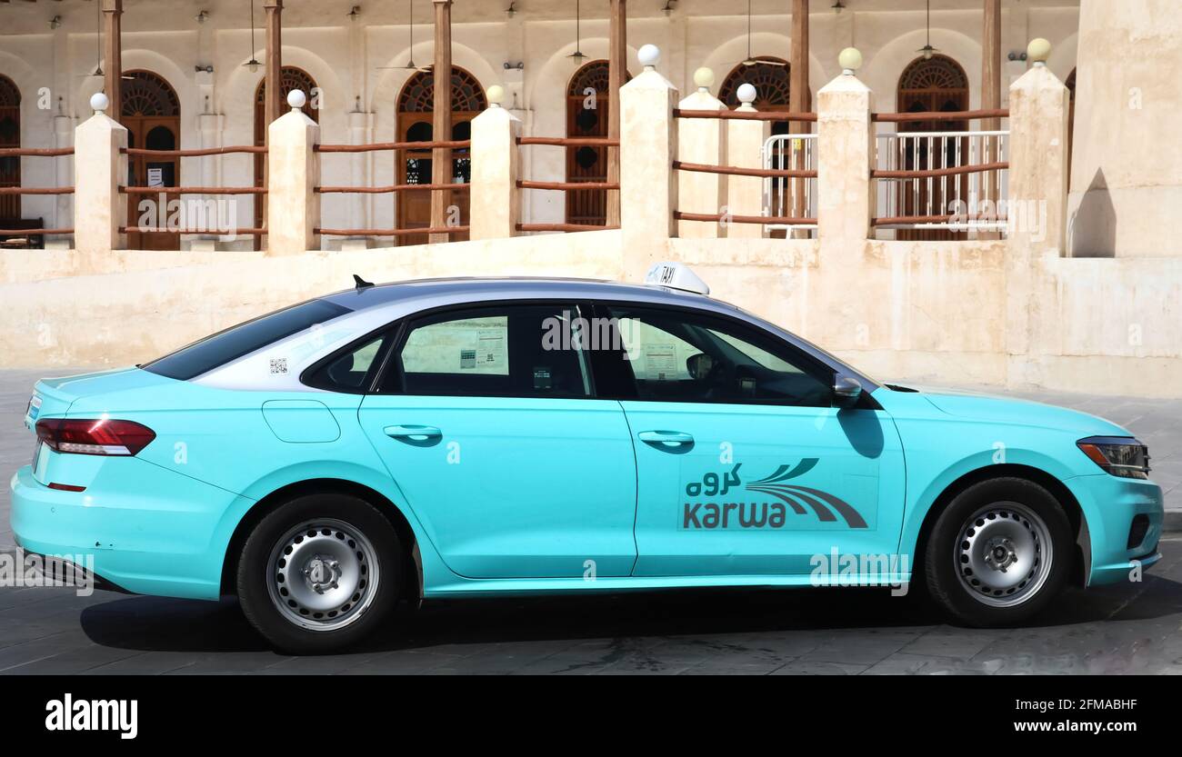 Una vista del servizio di taxi Karwa a Doha, Qatar Foto Stock