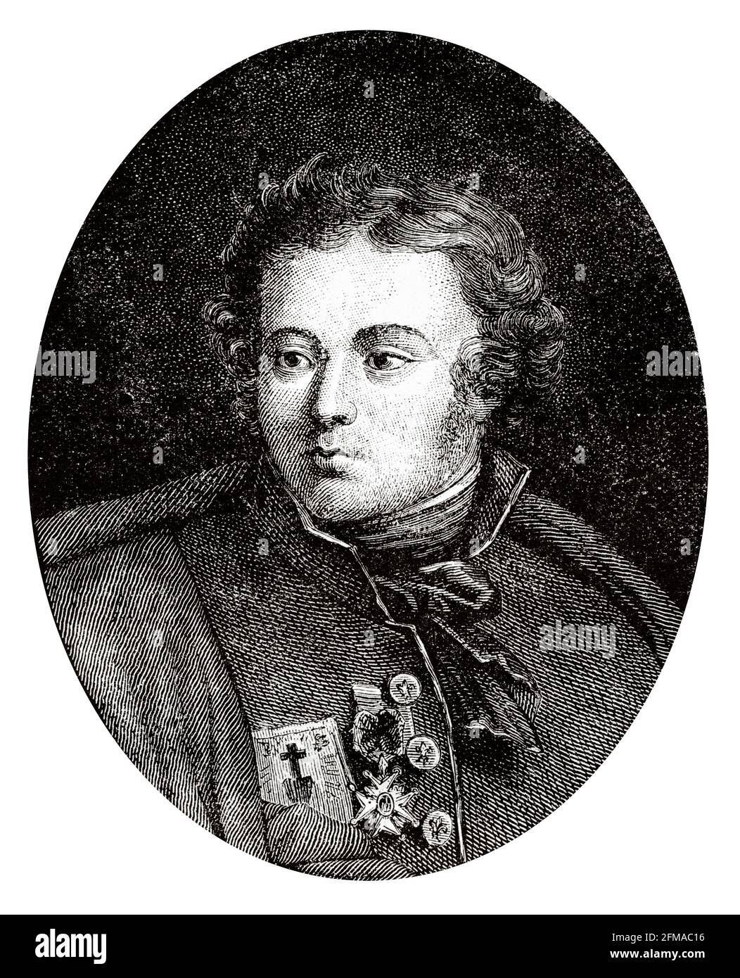 Ritratto di Charles de Bonchamps. Charles-Melchior Artus de Bonchamps (1760-1793) il marchese de Bonchamps, fu un politico francese e leader dell'insurrezione di Vendéan contro la Repubblica durante la Rivoluzione francese. Era un convinto difensore della monarchia francese. Francia. Illustrazione del vecchio XIX secolo incisa da Histoire de la Revolution Francaise 1876 di Jules Michelet (1798-1874) Foto Stock